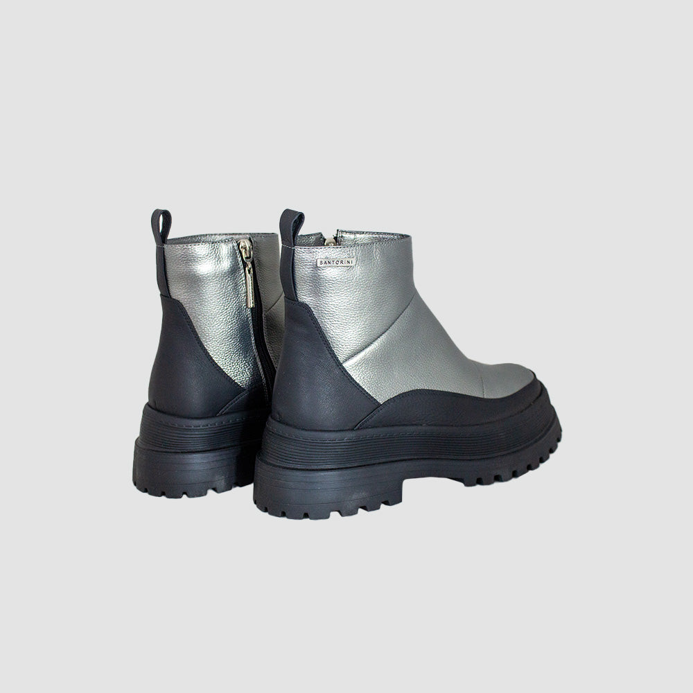 BOTINES PARA MUJER NELLY CUERO PLATA SANTORINI - vista 4