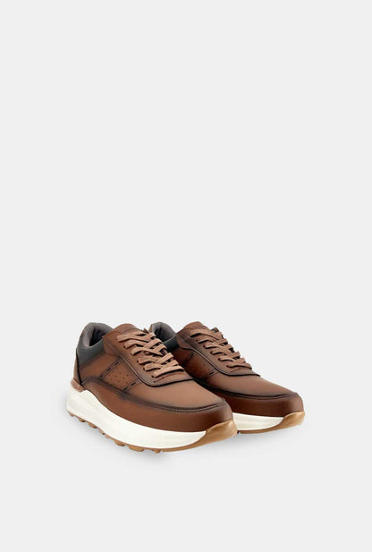 TENIS PARA HOMBRE TREBOL CUERO CAFE