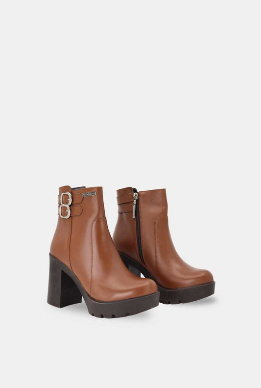 BOTINES PARA MUJER LUISA CUERO MIEL