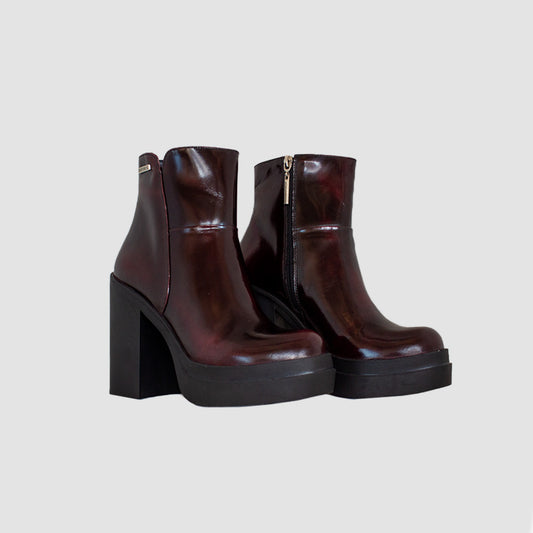 BOTINES PARA MUJER MINTA CUERO VINOTINTO