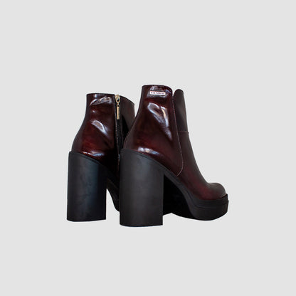 BOTINES PARA MUJER MINTA CUERO VINOTINTO