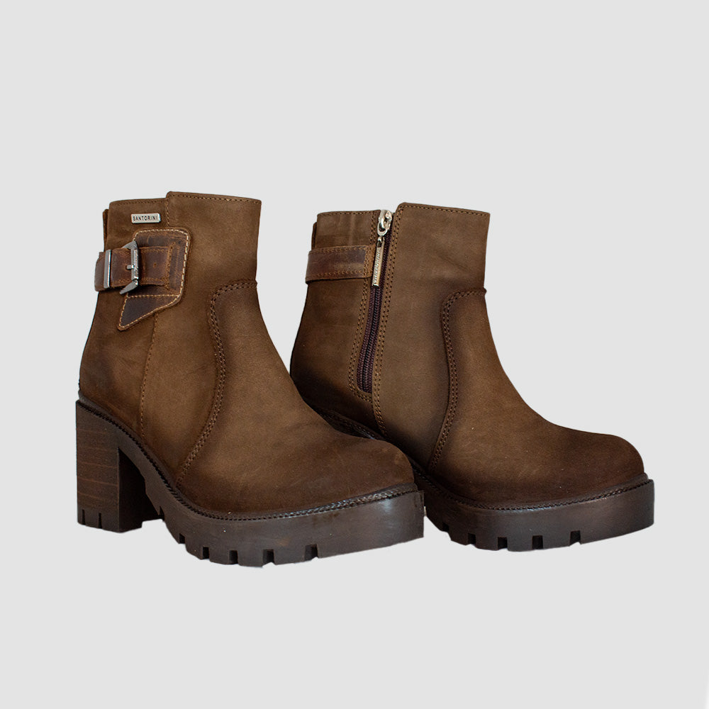 BOTINES PARA MUJER MUNIL CUERO CAFE
