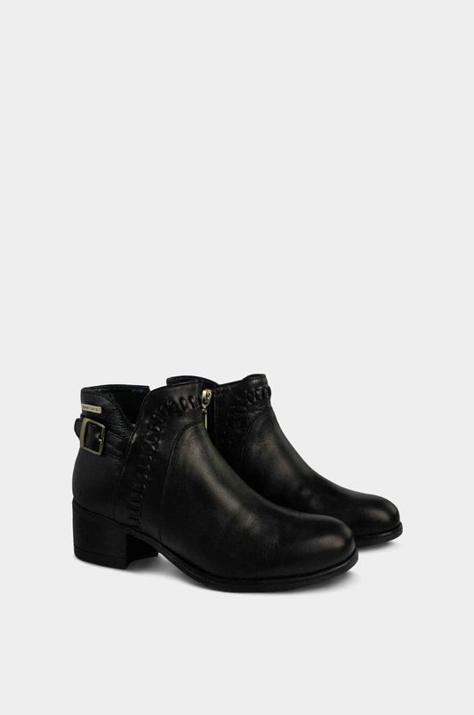 BOTINES PARA MUJER SATEL CUERO NEGRO