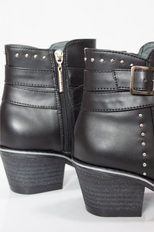 BOTINES PARA MUJER BRILLO NEGRO