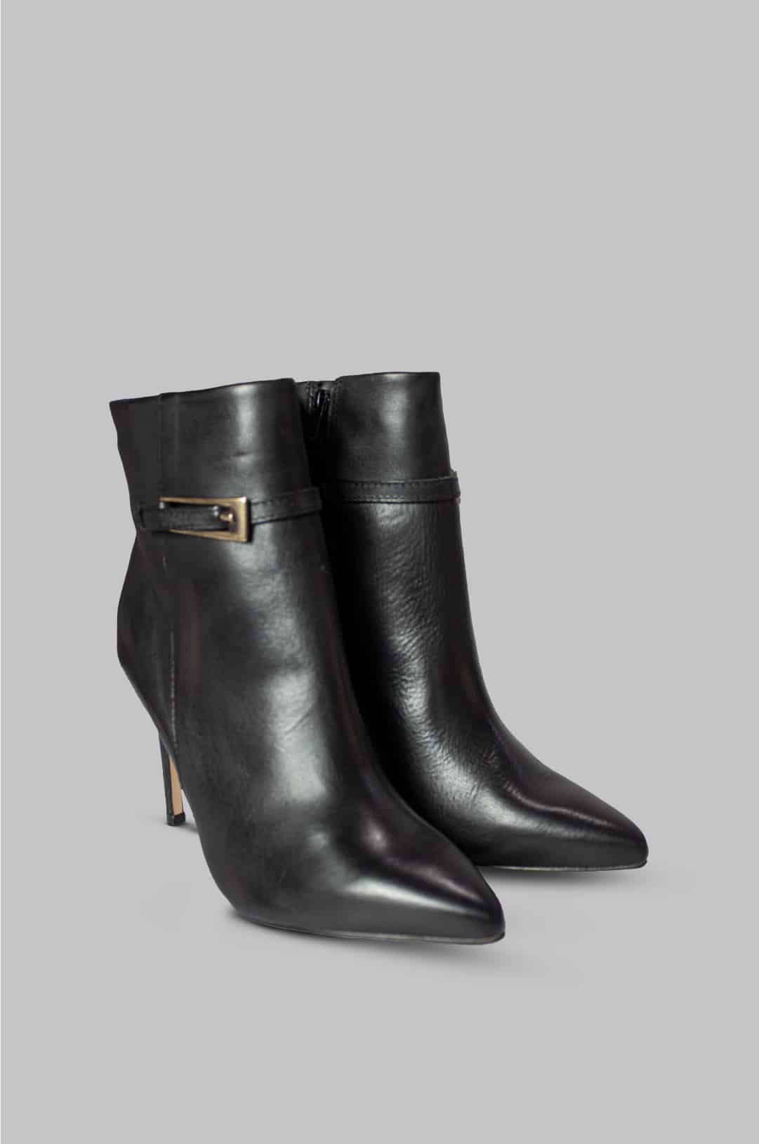 BOTINES PARA MUJER BETINA CUERO NEGRO