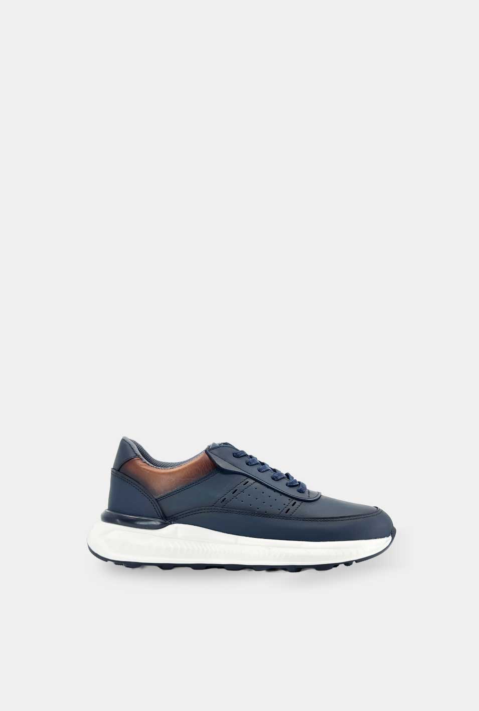 TENIS PARA HOMBRE TREBOL CUERO AZUL