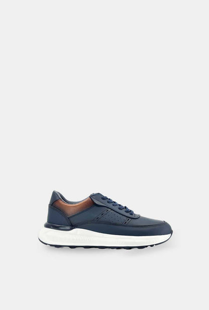 TENIS PARA HOMBRE TREBOL CUERO AZUL