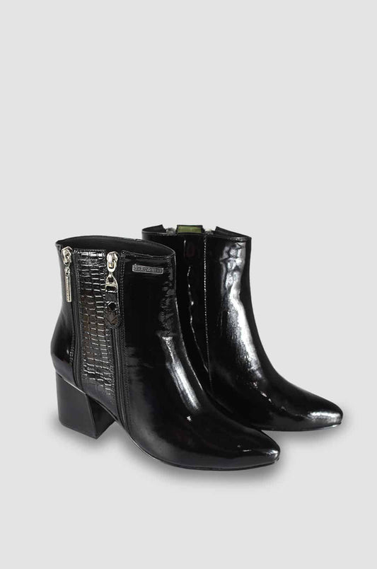 BOTINES PARA MUJER LARA CUERO NEGRO