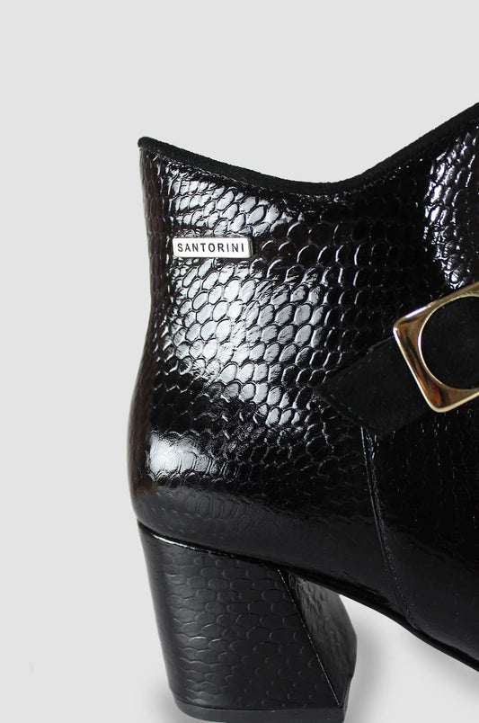 BOTINES PARA MUJER LETICIA CUERO NEGRO