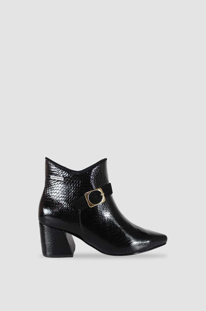 BOTINES PARA MUJER LETICIA CUERO NEGRO