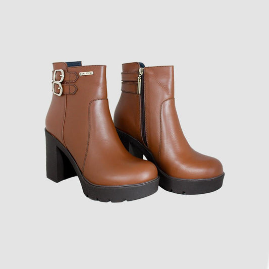 BOTINES PARA MUJER LUISA CUERO MIEL