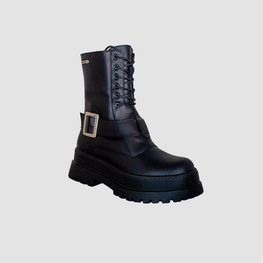 BOTINES PARA MUJER MENCIA CUERO NEGRO