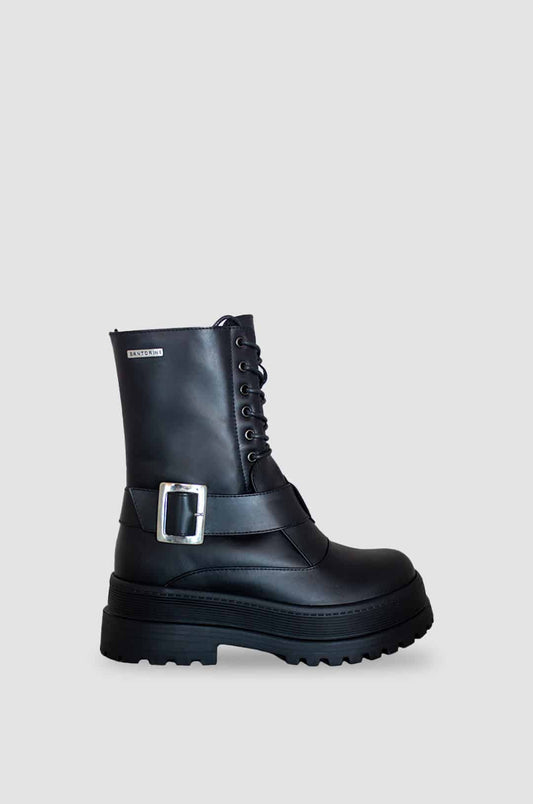 BOTINES PARA MUJER MENCIA CUERO NEGRO