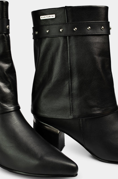 BOTINES PARA MUJER LUX CUERO NEGRO