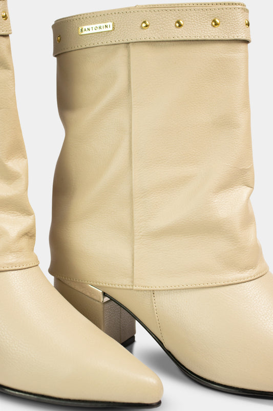 BOTINES PARA MUJER LUX CUERO BEIGE