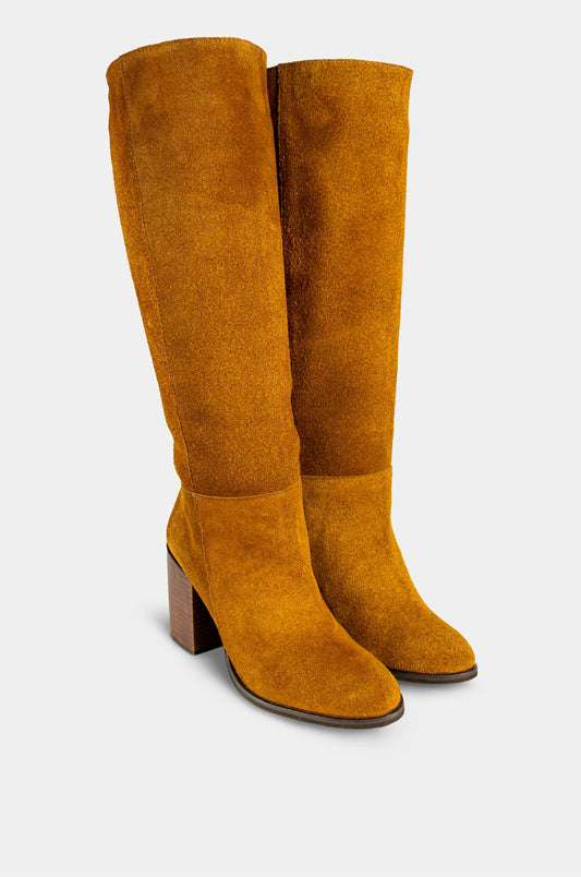BOTAS PARA MUJER POLICARPA CUERO MIEL SANTORINI - vista 45 grados