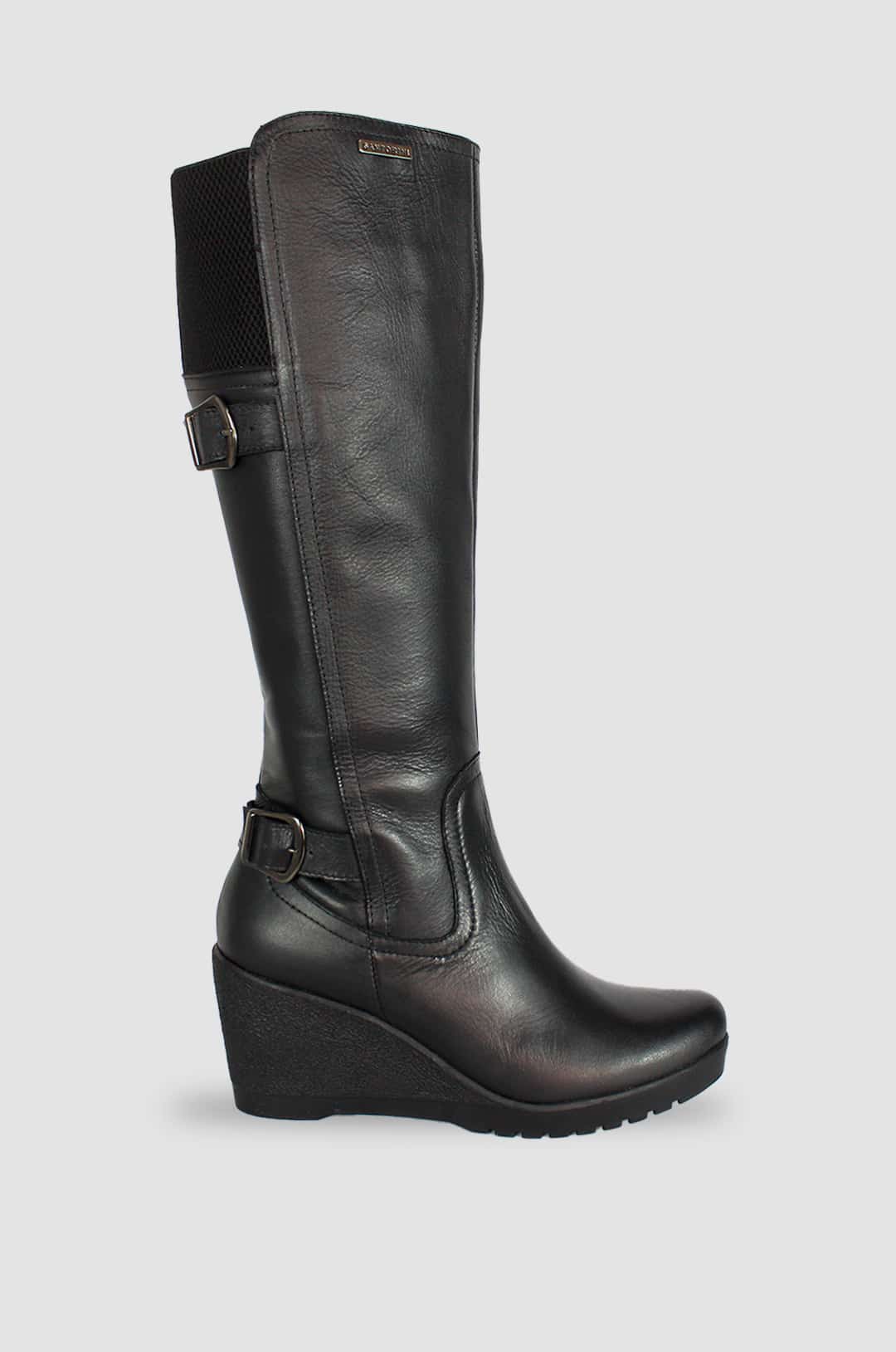 BOTAS PARA MUJER SILUETA CUERO NEGRO SANTORINI - vista principal