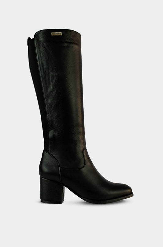 BOTAS PARA MUJER USELIA CUERO NEGRO SANTORINI - vista lateral