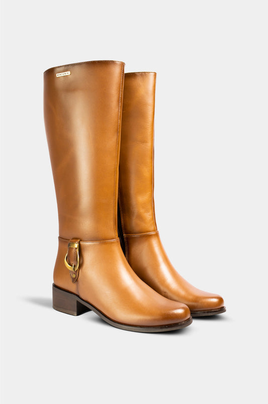 BOTAS PARA MUJER ZAIRA CUERO MIEL SANTORINI - vista 2