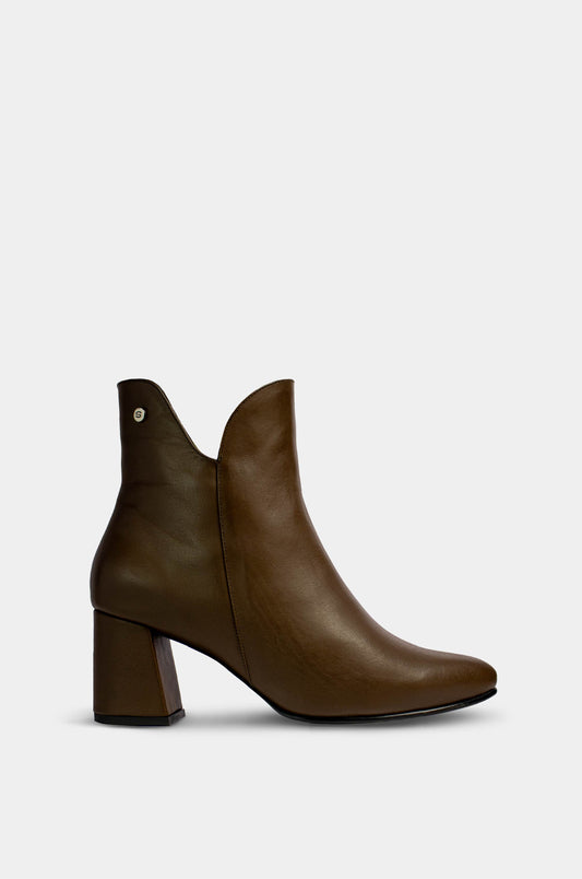 BOTINES PARA MUJER ALESSIA CUERO CAFE SANTORINI - vista lateral