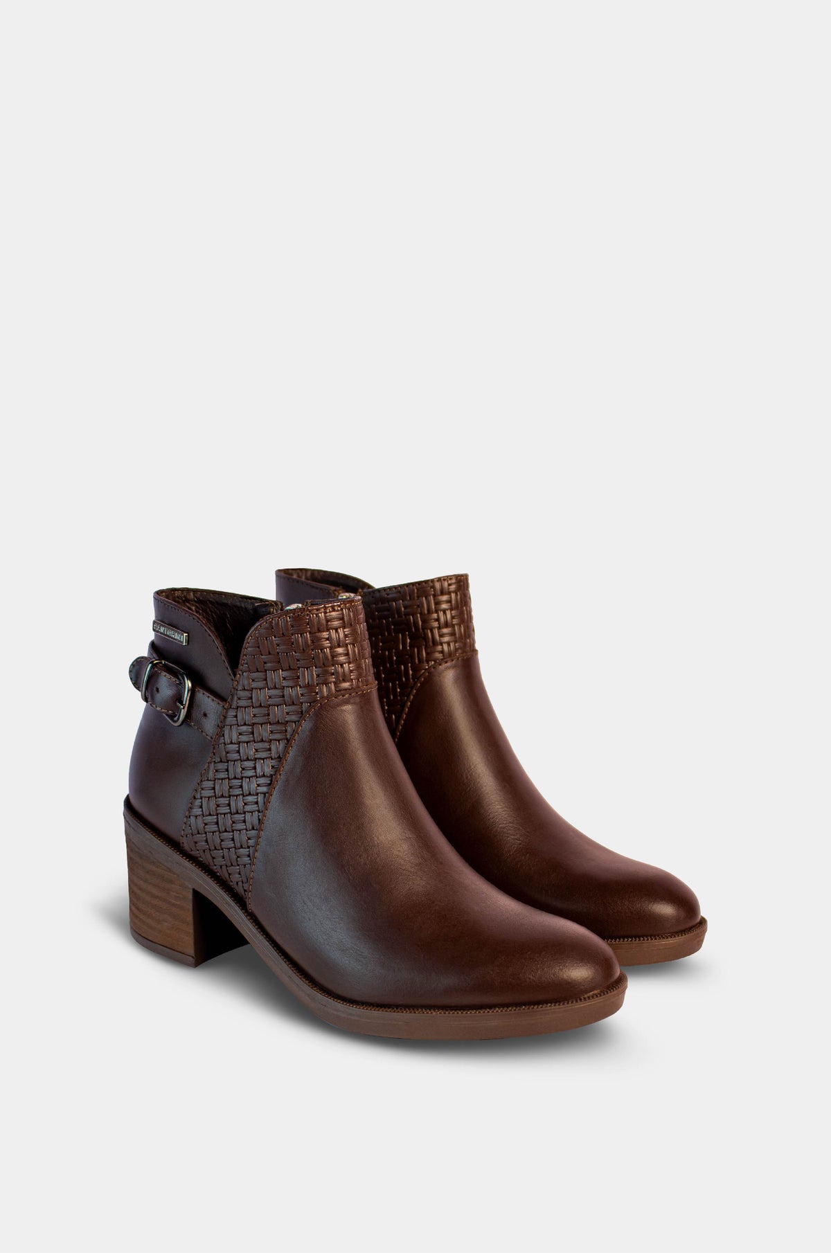 BOTINES PARA MUJER ANDREINA CUERO CAFE SANTORINI - vista 45 grados