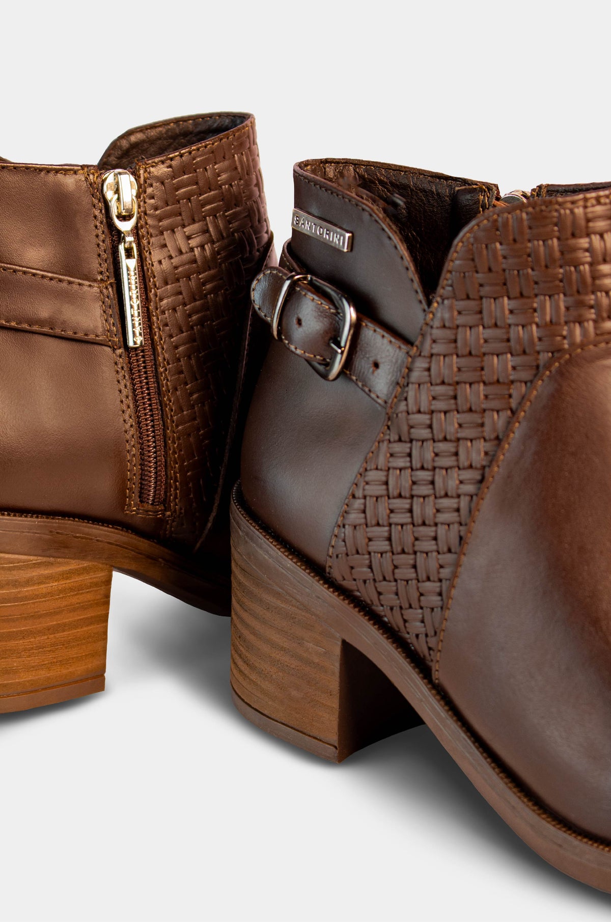 BOTINES PARA MUJER ANDREINA CUERO CAFE SANTORINI - detalle