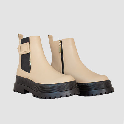 BOTINES PARA MUJER ARISTA CUERO BEIGE SANTORINI - vista 3