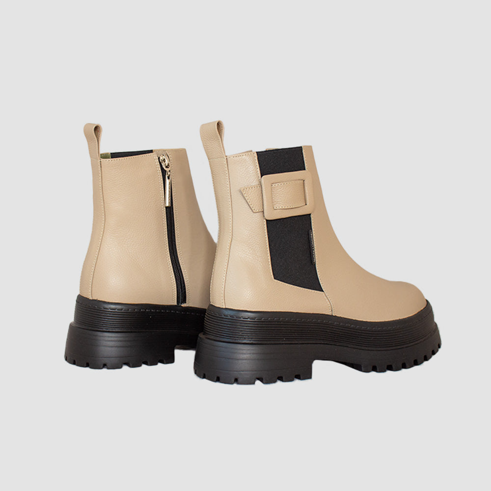 BOTINES PARA MUJER ARISTA CUERO BEIGE SANTORINI - vista 4