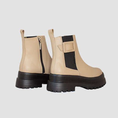 BOTINES PARA MUJER ARISTA CUERO BEIGE SANTORINI - vista 4