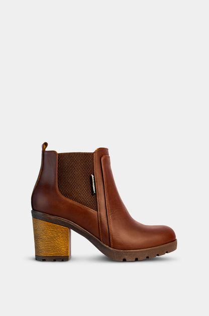 BOTINES PARA MUJER BRINA CUERO CAFE SANTORINI - vista lateral