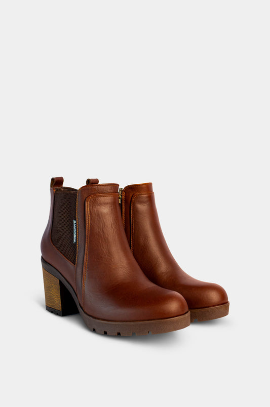 BOTINES PARA MUJER BRINA CUERO CAFE SANTORINI - vista 45 grados
