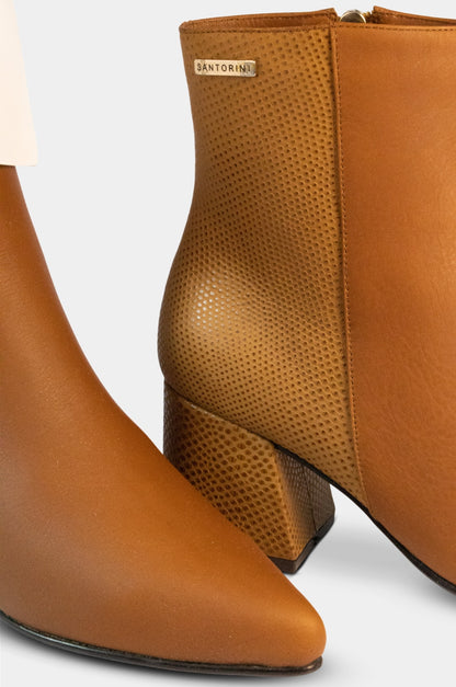 BOTINES PARA MUJER BRUNA CUERO MIEL SANTORINI - vista 3