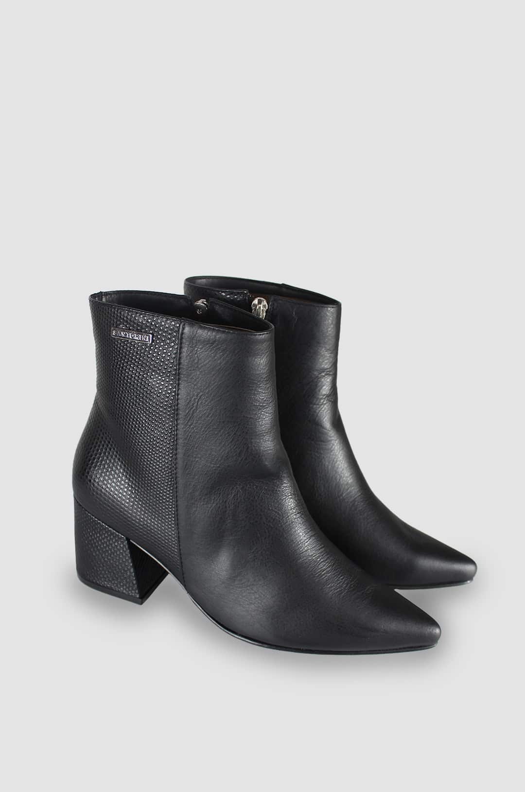 BOTINES PARA MUJER BRUNA CUERO NEGRO SANTORINI - vista 2