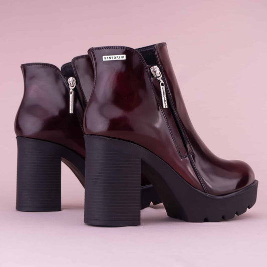 BOTINES PARA MUJER JANA CUERO VINOTINTO SANTORINI - vista 4