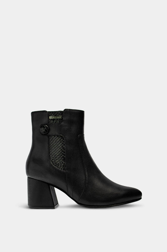 BOTINES PARA MUJER JULIETA CUERO NEGRO SANTORINI - vista lateral