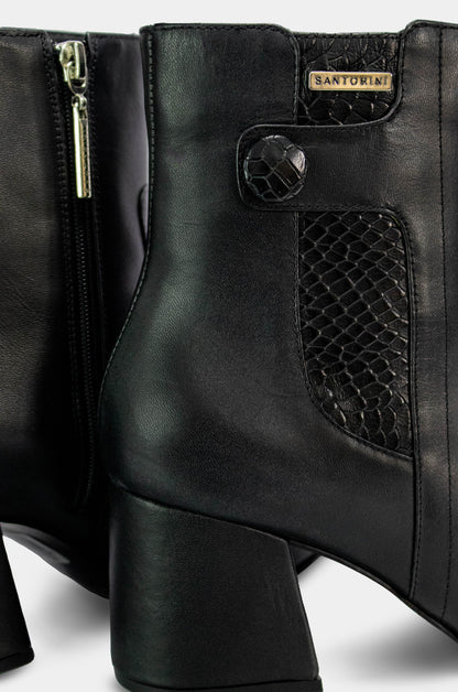 BOTINES PARA MUJER JULIETA CUERO NEGRO SANTORINI - detalle