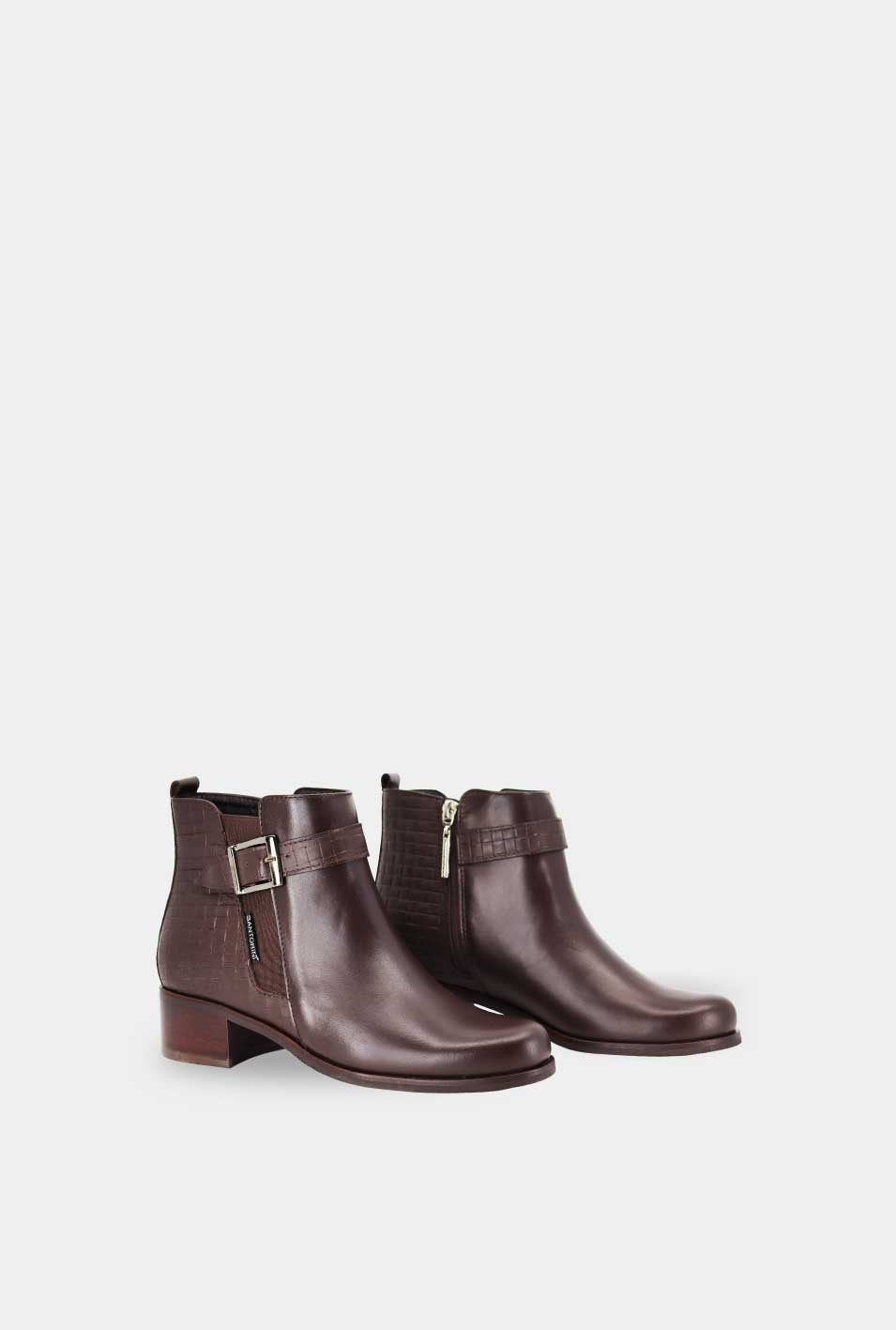 BOTINES PARA MUJER LEANA CUERO CAFE SANTORINI - vista 2
