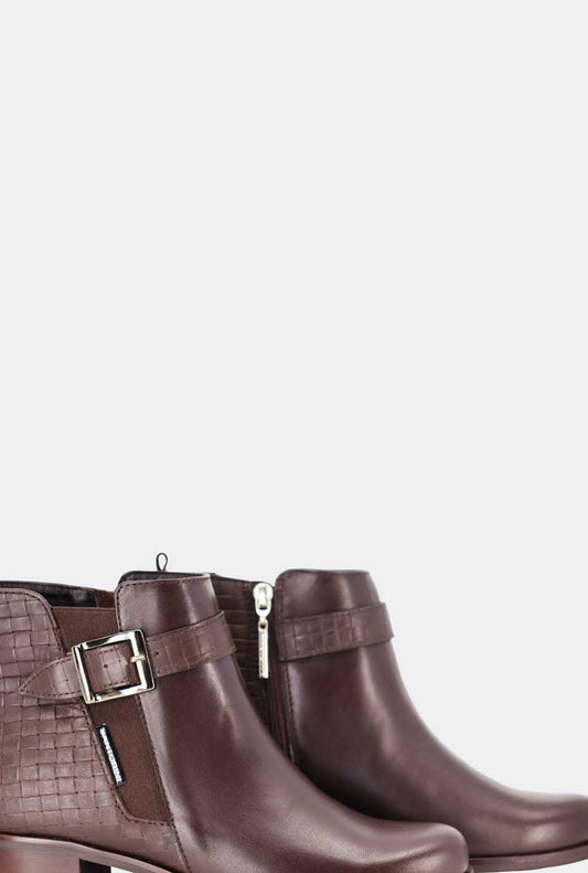 BOTINES PARA MUJER LEANA CUERO CAFE SANTORINI - vista 3