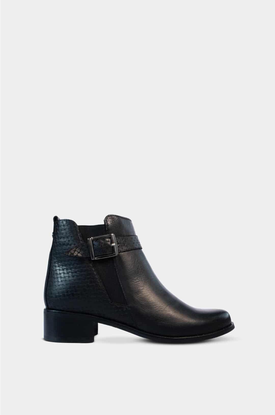 BOTINES PARA MUJER LEANA CUERO NEGRO SANTORINI - vista principal