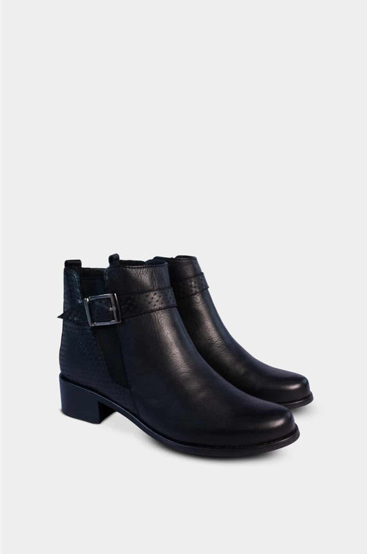 BOTINES PARA MUJER LEANA CUERO NEGRO SANTORINI - vista 2