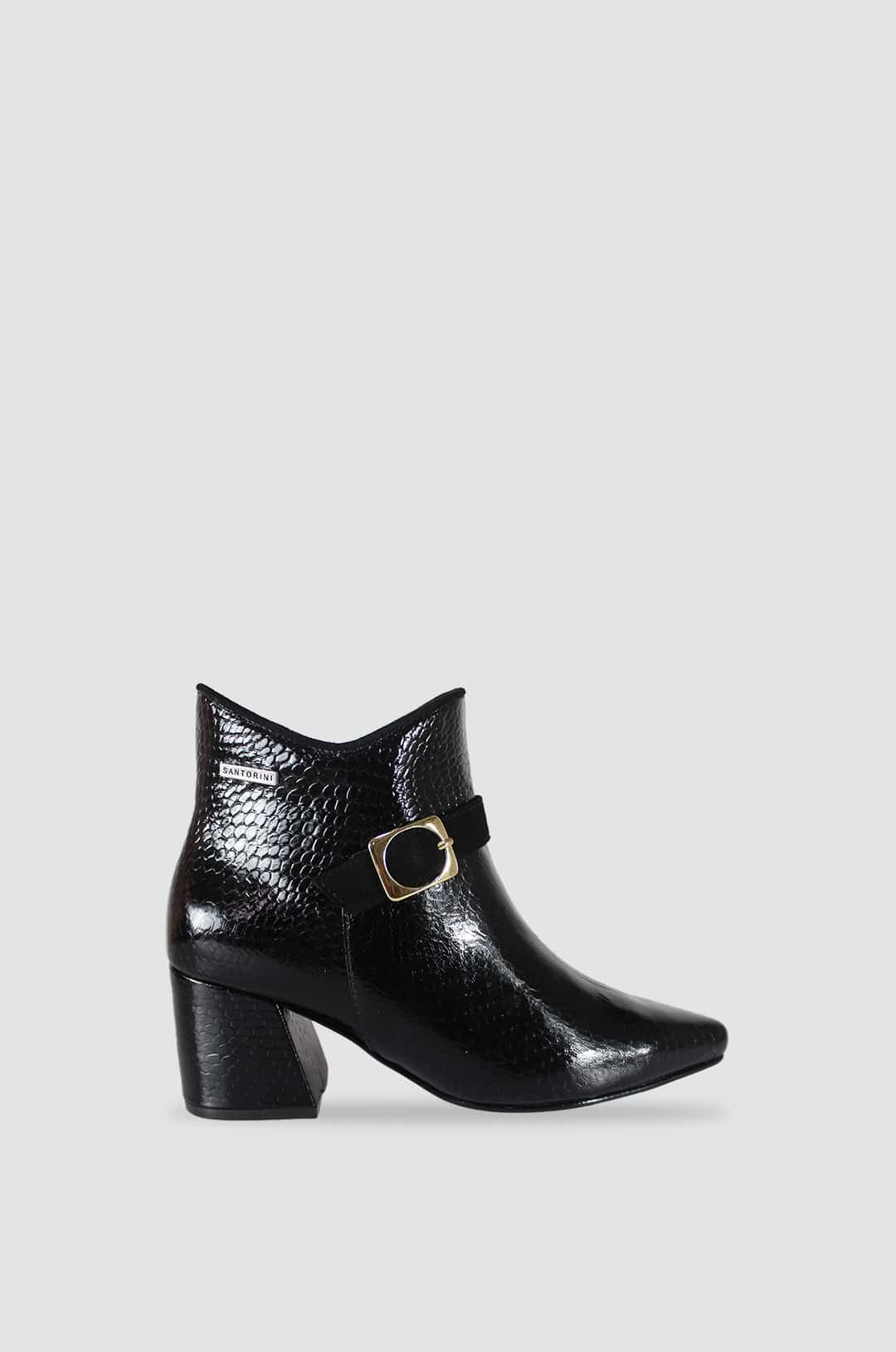 BOTINES PARA MUJER LETICIA CUERO NEGRO SANTORINI - vista principal