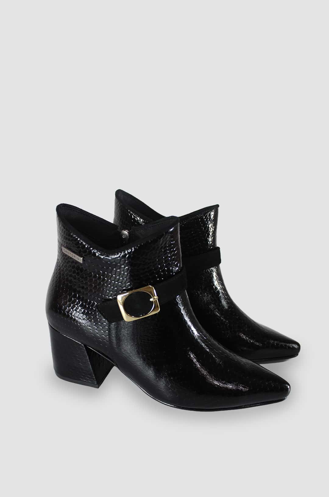 BOTINES PARA MUJER LETICIA CUERO NEGRO SANTORINI - vista 2
