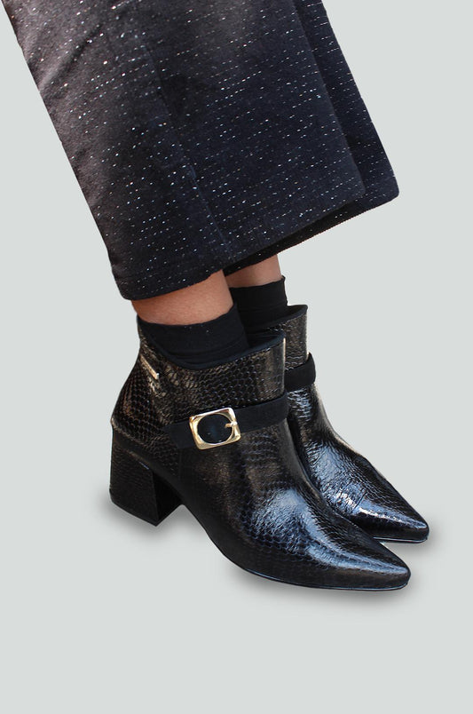 BOTINES PARA MUJER LETICIA CUERO NEGRO SANTORINI - vista 3