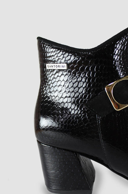 BOTINES PARA MUJER LETICIA CUERO NEGRO SANTORINI - vista 4