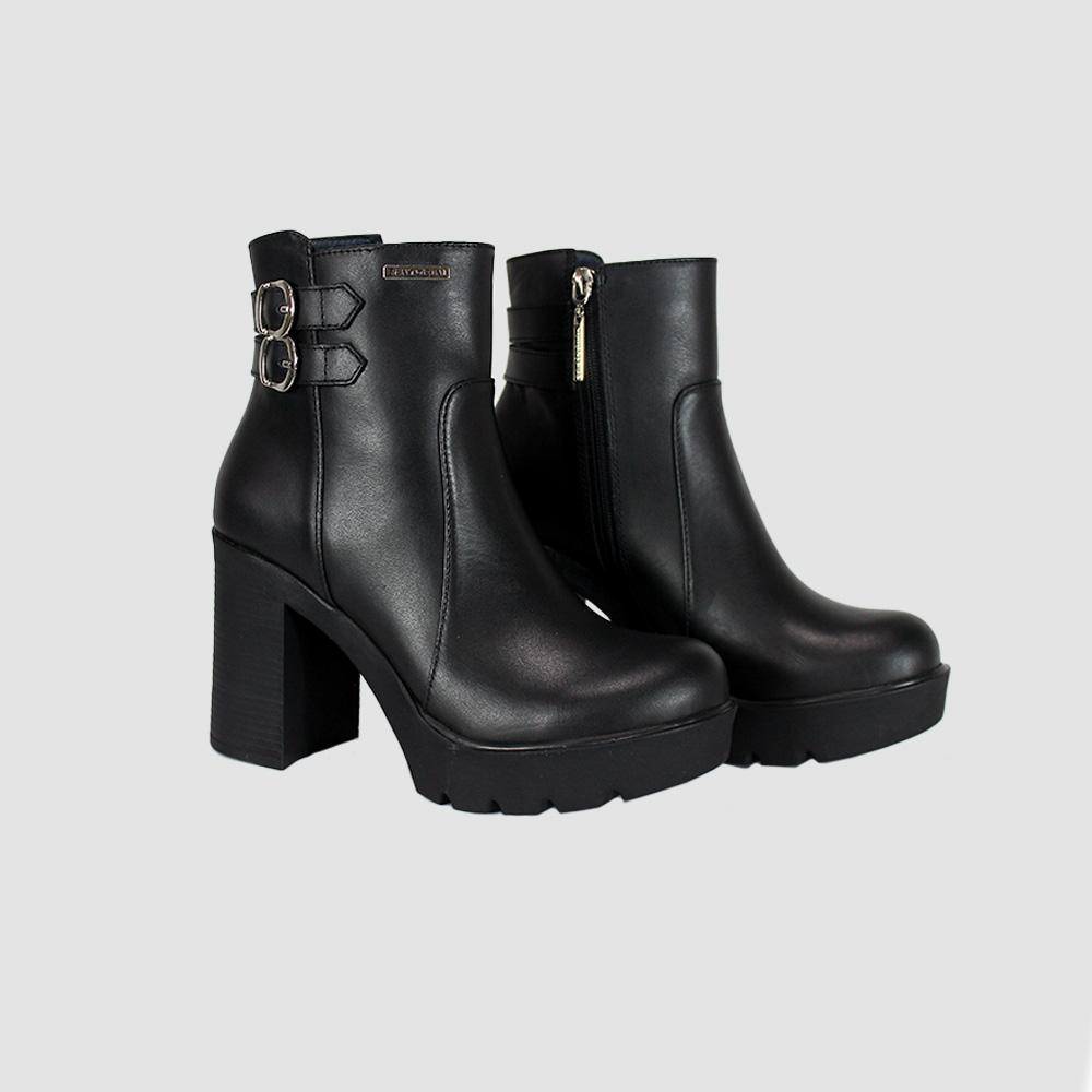 BOTINES PARA MUJER LUISA CUERO NEGRO SANTORINI - vista 3