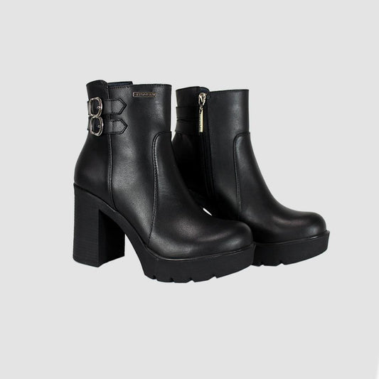 BOTINES PARA MUJER LUISA CUERO NEGRO SANTORINI - vista 3