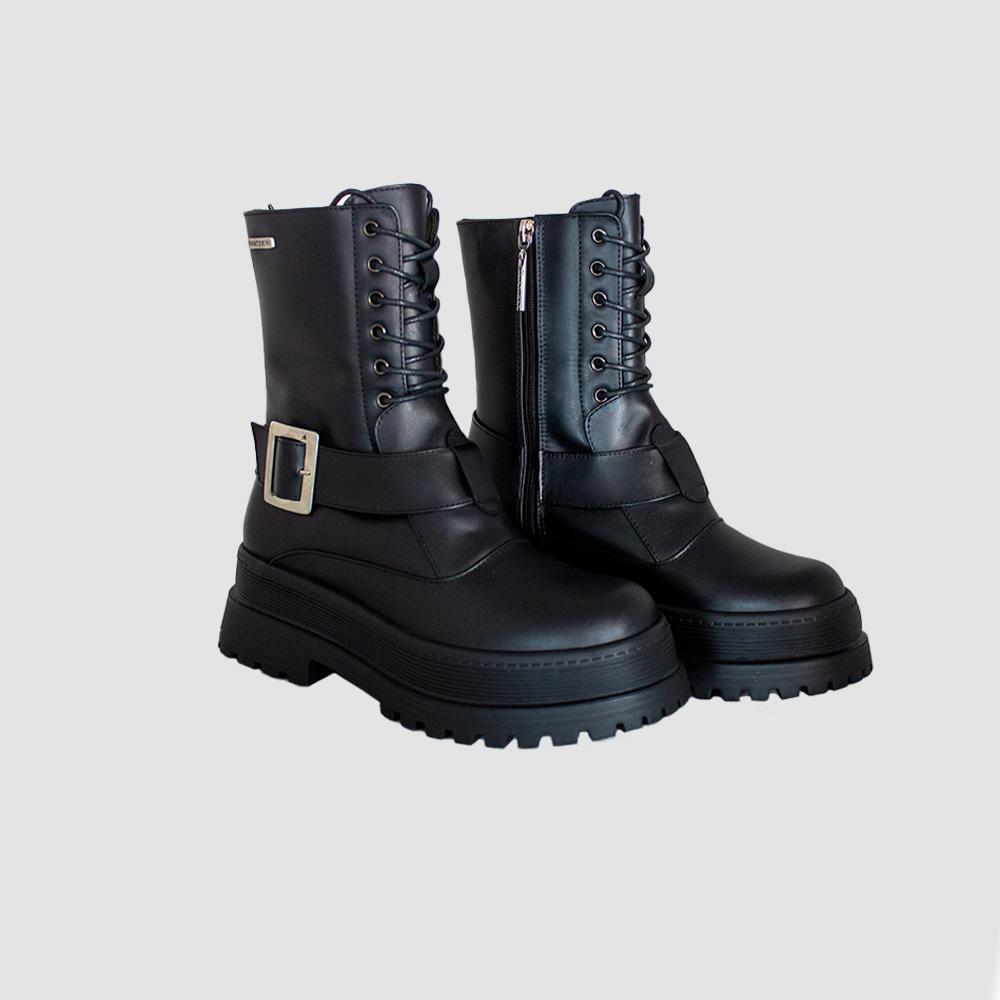 BOTINES PARA MUJER MENCIA CUERO NEGRO SANTORINI - vista 3