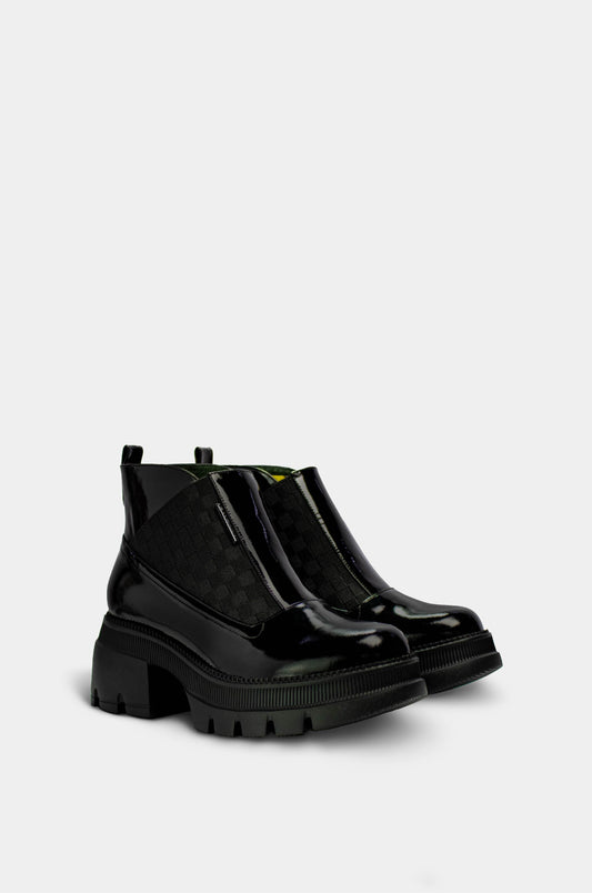 BOTINES PARA MUJER MOON CUERO NEGRO SANTORINI - vista 45 grados