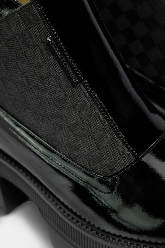 BOTINES PARA MUJER MOON CUERO NEGRO SANTORINI - detalle