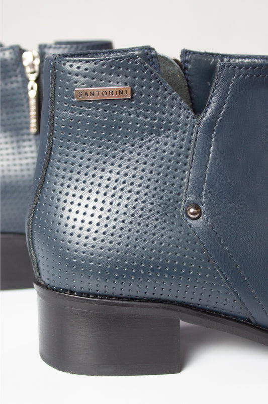 BOTINES PARA MUJER NILUS CUERO AZUL SANTORINI - vista 3
